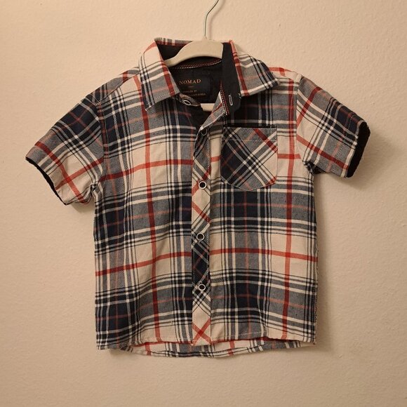 Nomad Toddler Plaid Button Down Short Sleeve Shirt Size 3T - Picture 1 of 4